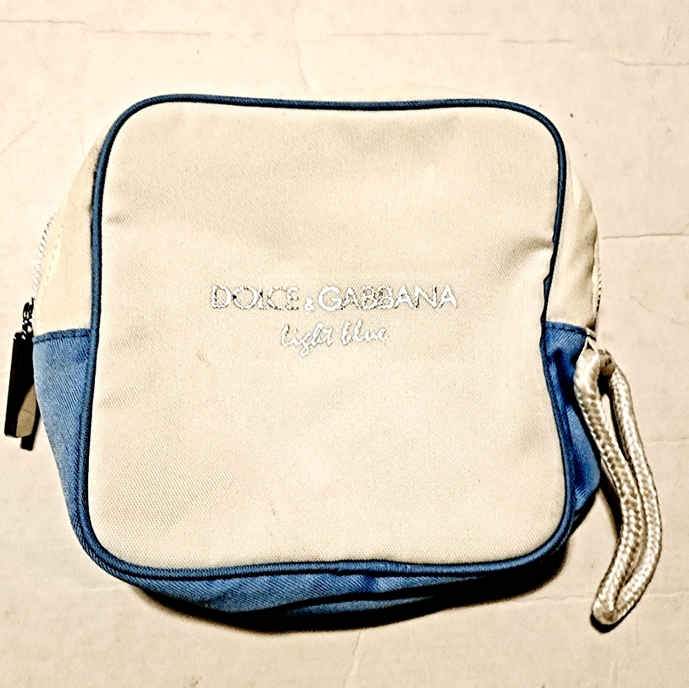 Dolce & Gabbana light blue and white cosmetic, tolietries, perfume bag luxury